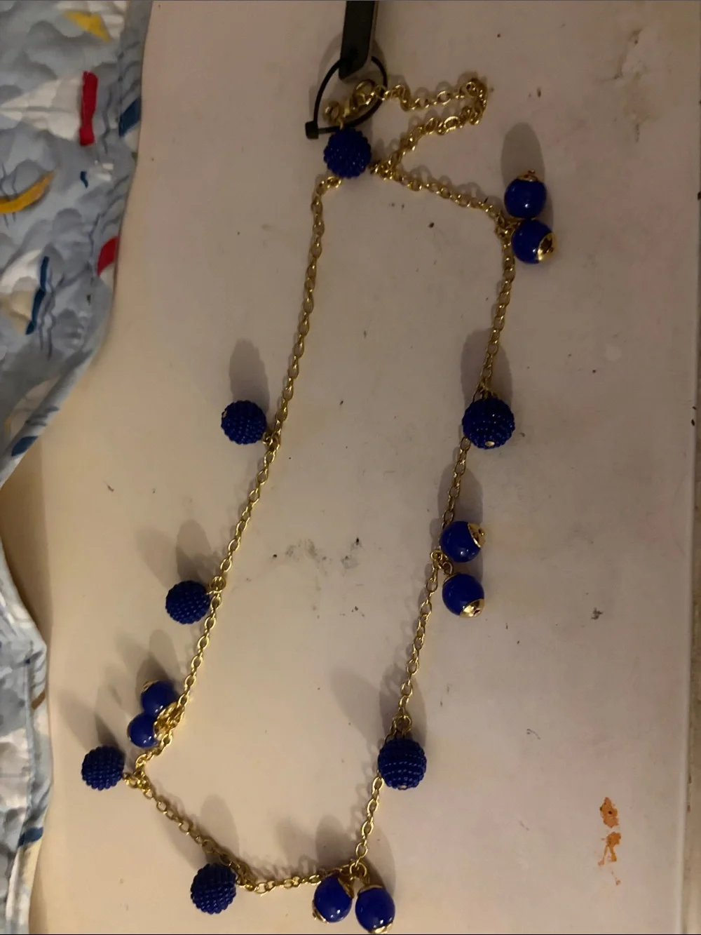 J. Crew Gold-Tone Necklace with Cobalt Blue Bead Drops